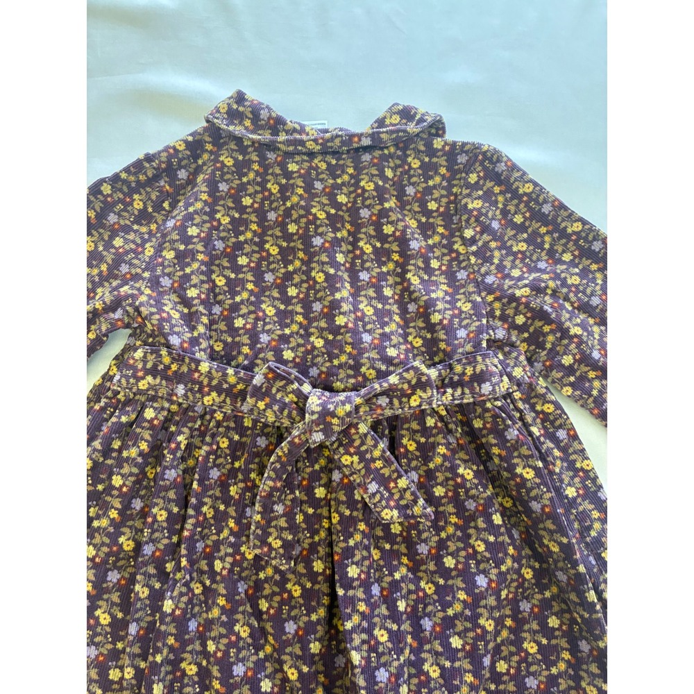 Gymboree Corduroy Floral Dress Girls 4 Purple Long‎ Sleeve Peter Pan Collar 2005 - Picture 7 of 11